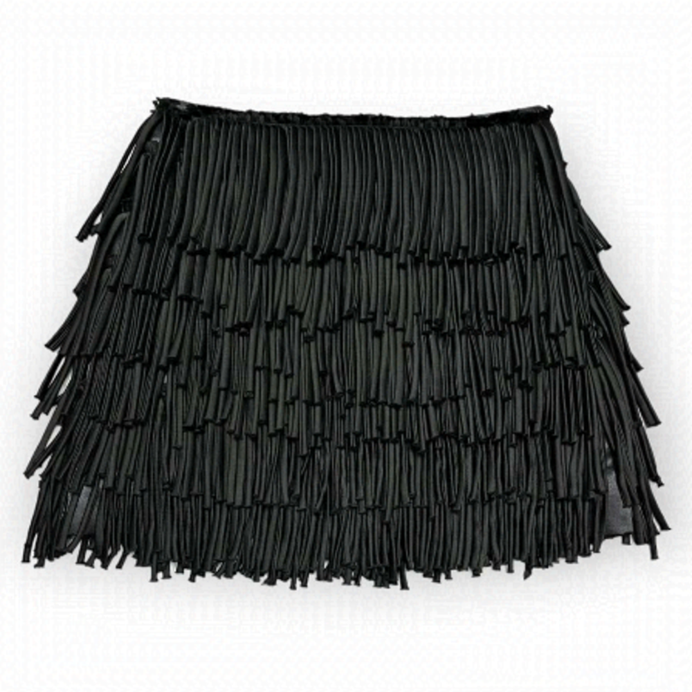 Pierre Balmain Silk Fringe Trim Accent Luxury Designer Mini Skirt Womens Medium